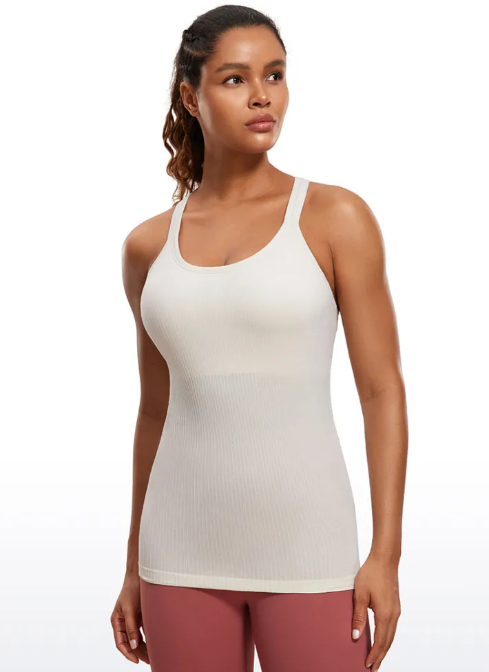 Sale CRZ YOGA Seamless Ribbed Hip Length Tanks Racerback