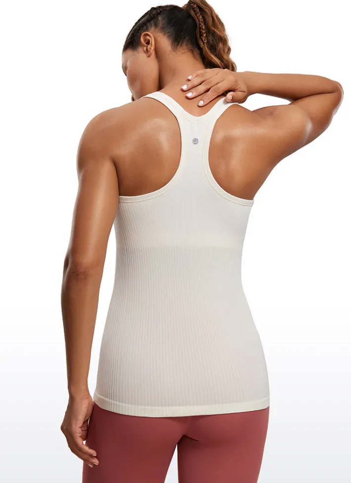 Sale CRZ YOGA Seamless Ribbed Hip Length Tanks Racerback