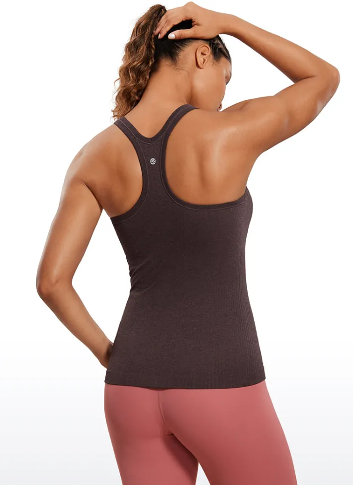 Sale CRZ YOGA Seamless Ribbed Hip Length Tanks Racerback