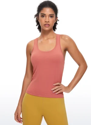 New CRZ YOGA Seamless Scroop Neck Racerback Tanks