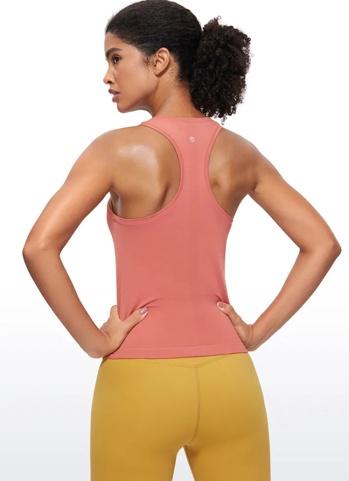 New CRZ YOGA Seamless Scroop Neck Racerback Tanks