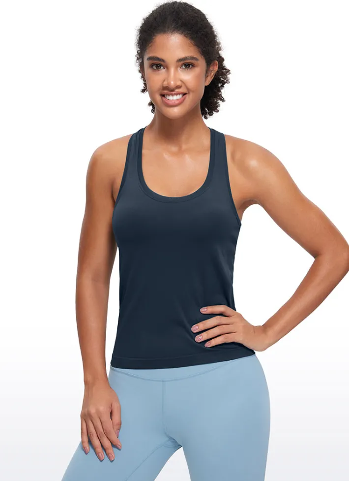 New CRZ YOGA Seamless Scroop Neck Racerback Tanks