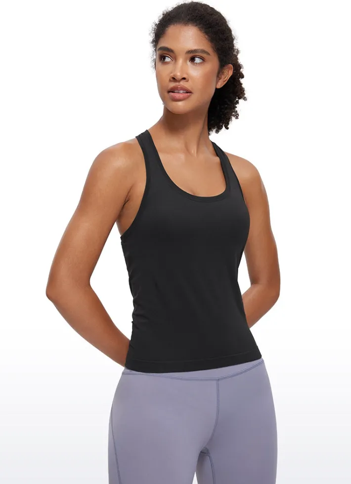 New CRZ YOGA Seamless Scroop Neck Racerback Tanks