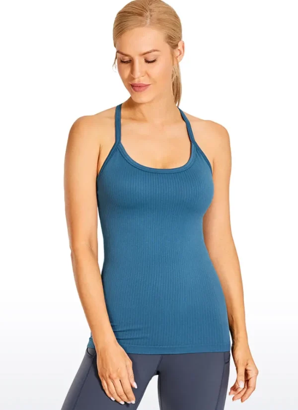 Sale CRZ YOGA Speedy Seamless Built-in Bra Tank Y-back - Pure Color