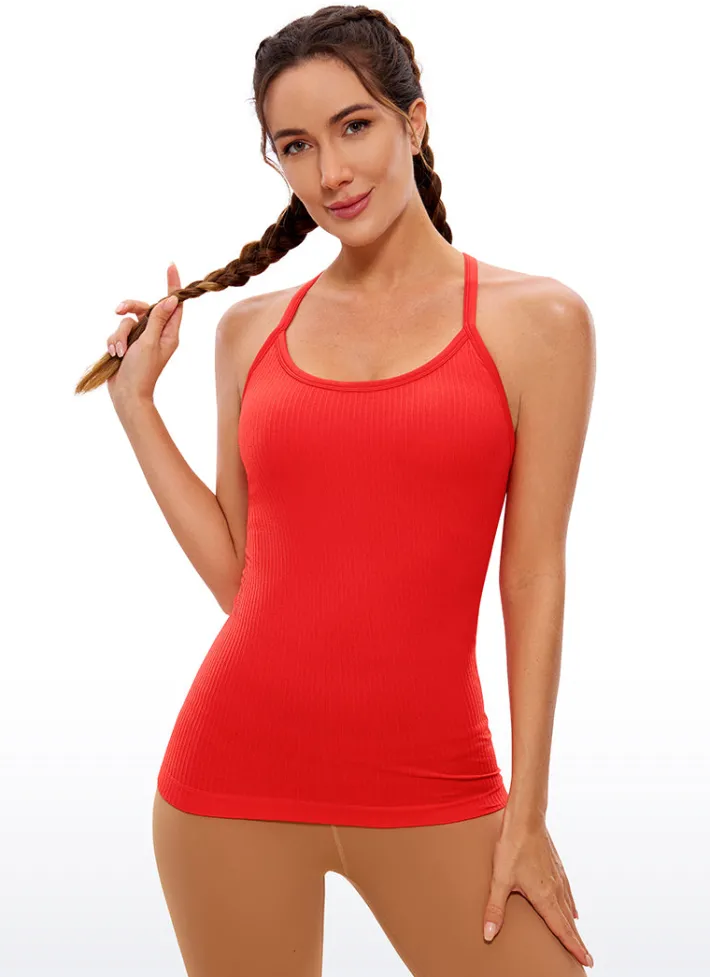 Sale CRZ YOGA Speedy Seamless Built-in Bra Tank Y-back - Pure Color