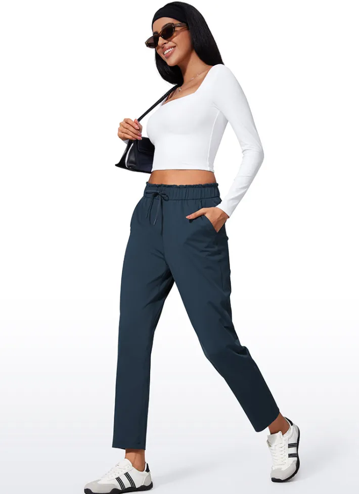 New CRZ YOGA Stretch Drawstring High Waist 7/8 Pants with Pockets 27''