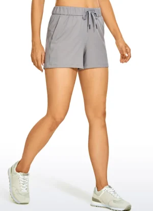 Discount CRZ YOGA Stretch Mid-Rise Drawstring Shorts with Pockets 3.5"