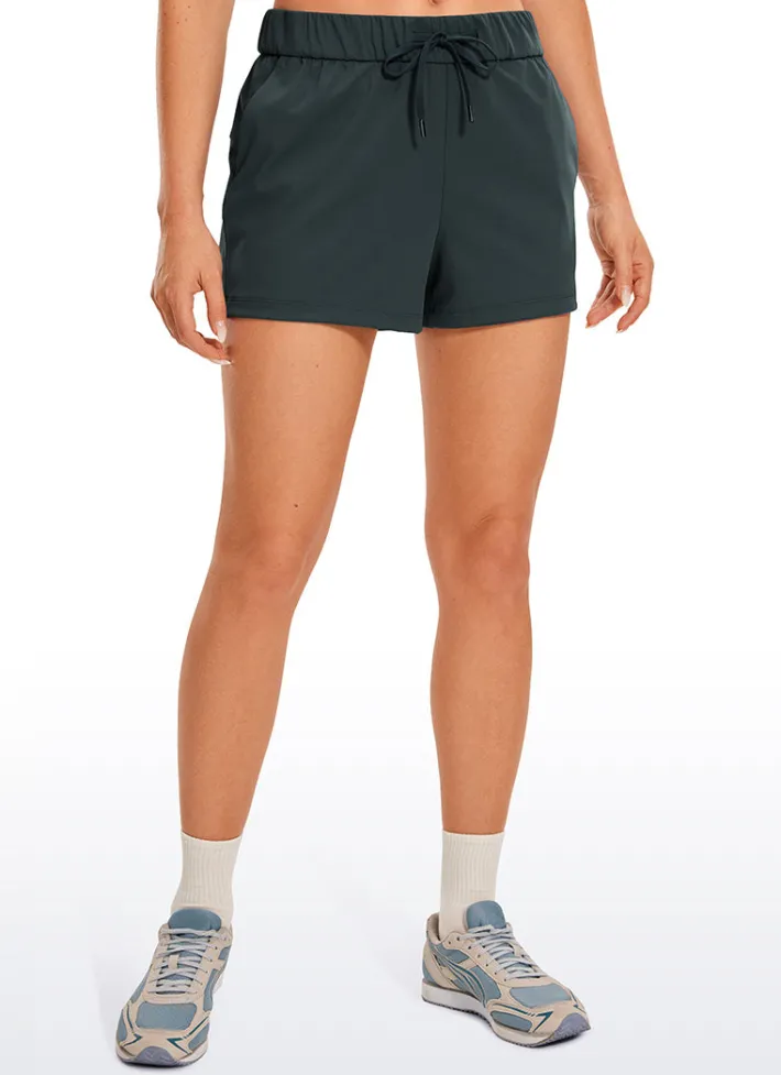 Cheap CRZ YOGA Stretch Mid-Rise Drawstring Shorts with Pockets 2.5"