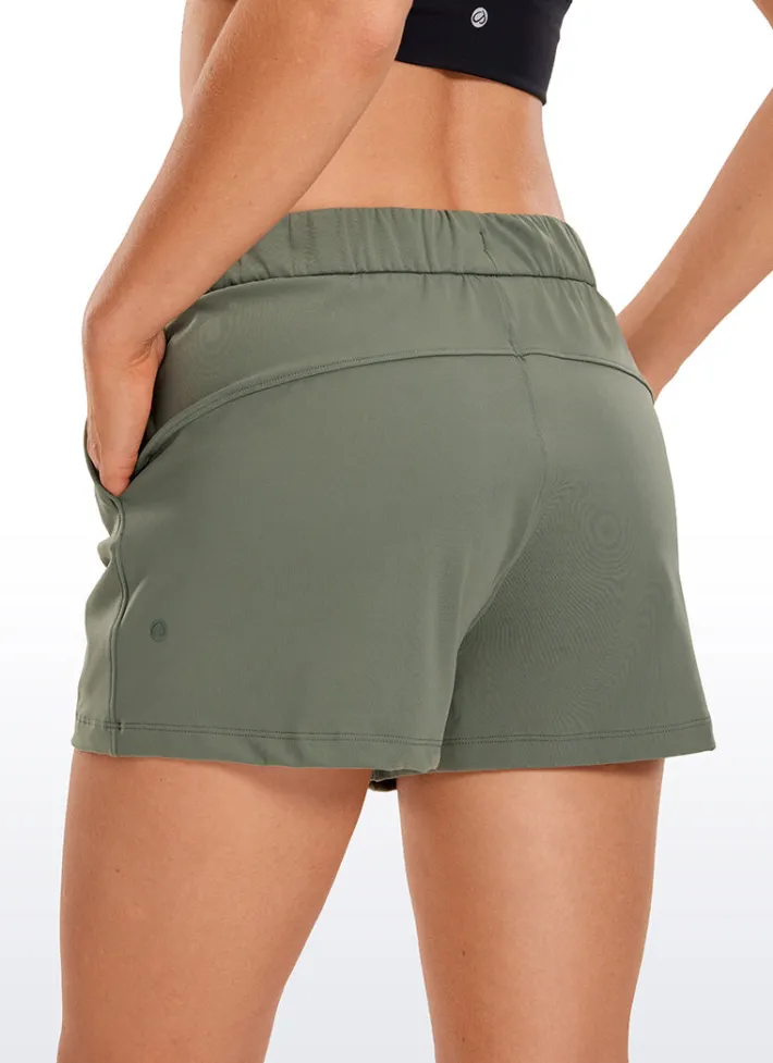 Cheap CRZ YOGA Stretch Mid-Rise Drawstring Shorts with Pockets 2.5"