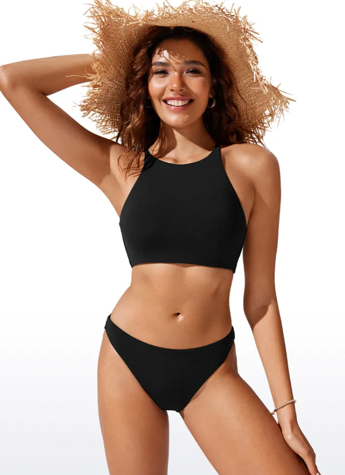 Hot CRZ YOGA Sunshine Bikini Tops High Neck Crisscross Back