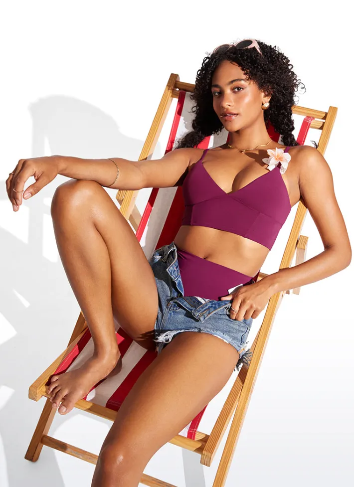 Store CRZ YOGA Sunshine Deep V Strappy Bikini Top