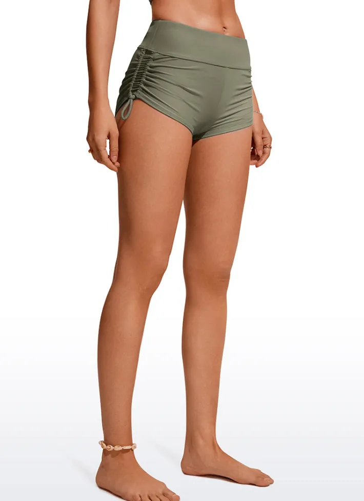 Cheap CRZ YOGA Sunshine High Waisted Swim Shorts - Ruched Side