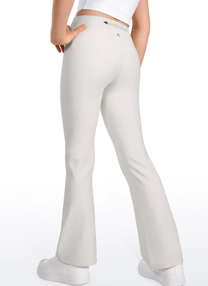 Clearance CRZ YOGA Thermal Fleece Lined Soft Girls Water Resistant Flare Leggings