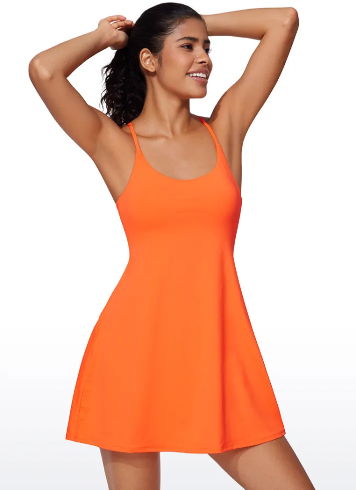 Cheap CRZ YOGA UPF 50+ Shorts Lined Built-in Bra Tennis Dress