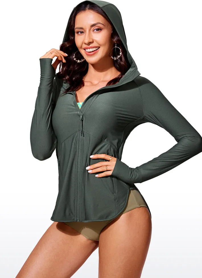 Cheap CRZ YOGA UPF 50+ Zip Front Rash Guard