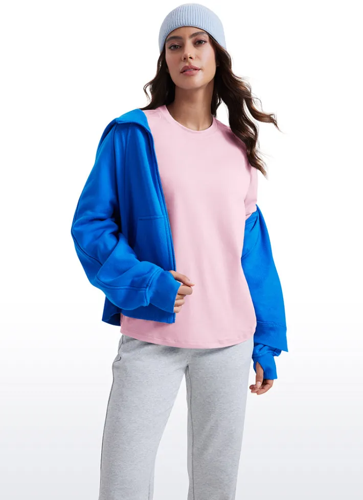 Store CRZ YOGA Workout Hip Length Long Sleeves Crewneck