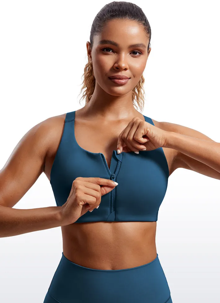 New CRZ YOGA Zip Front High Impact Sports Bra