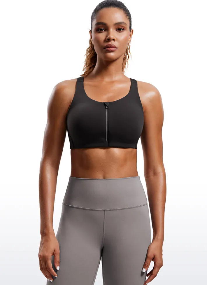 New CRZ YOGA Zip Front High Impact Sports Bra