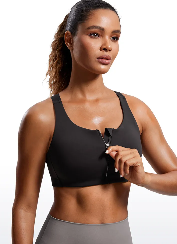 New CRZ YOGA Zip Front High Impact Sports Bra